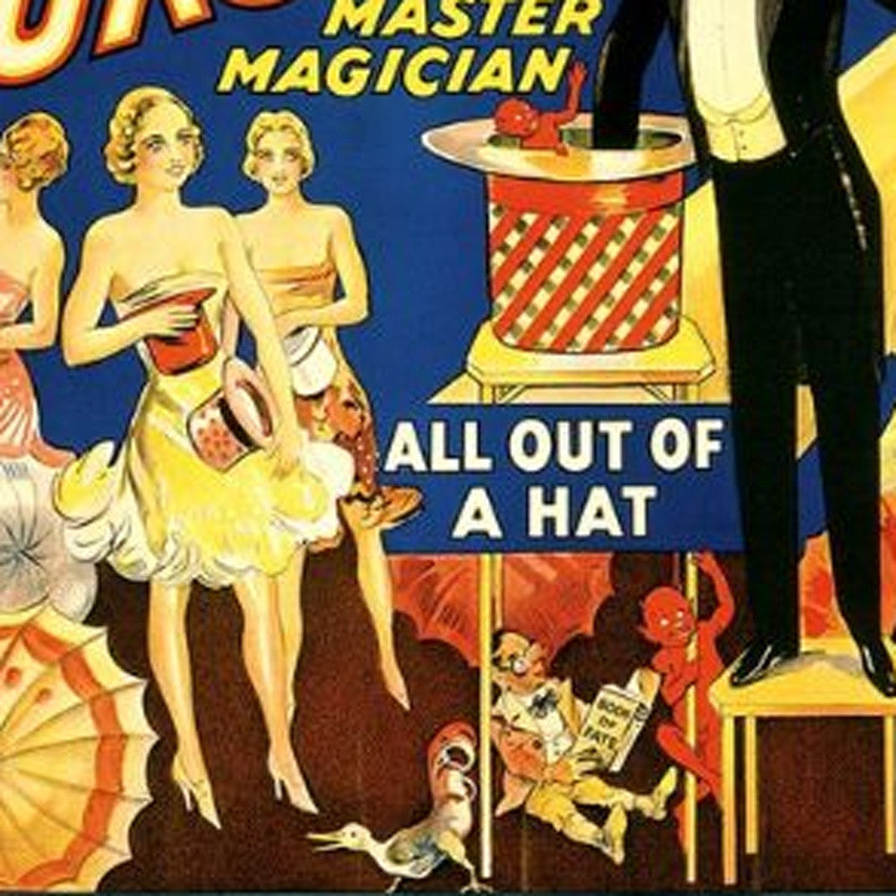 HomeRoots 20" x 30" Thurston Out of a Hat Vintage Magic Poster Wall Art