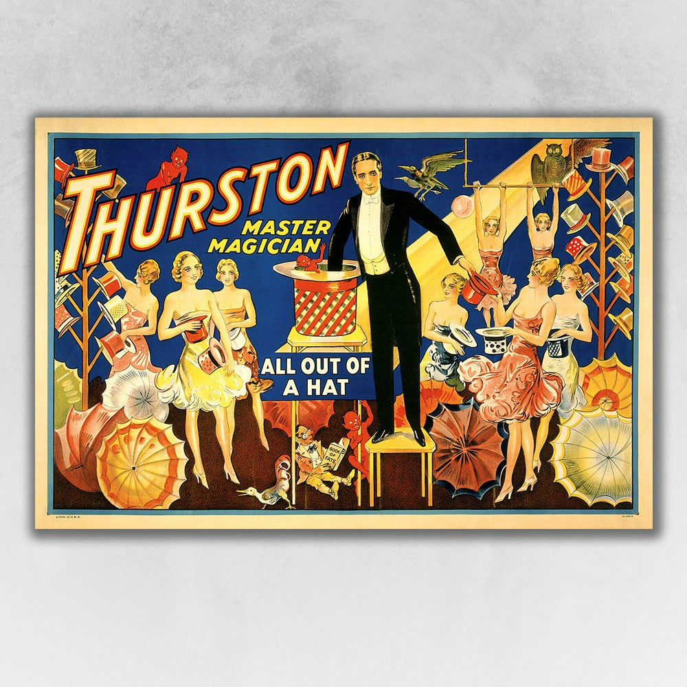 HomeRoots 20" x 30" Thurston Out of a Hat Vintage Magic Poster Wall Art