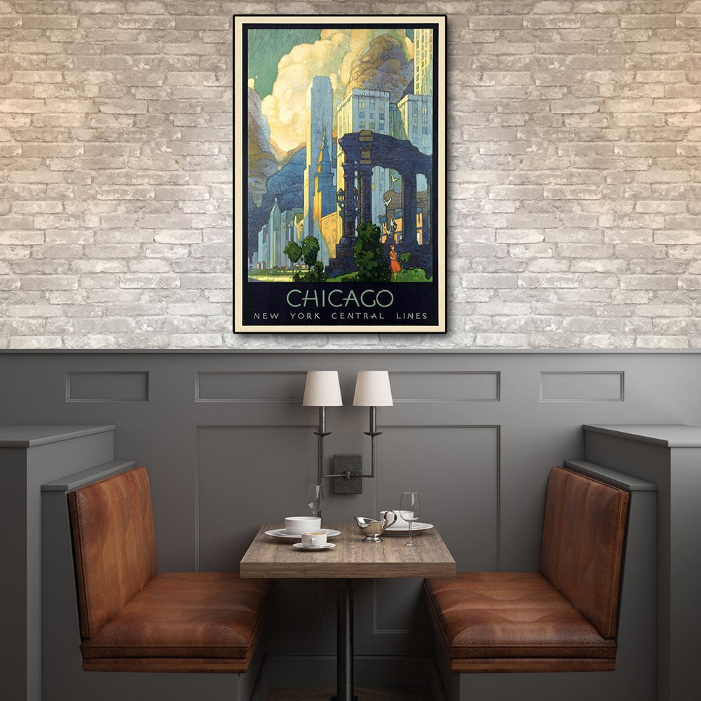 HomeRoots 20" x 30" Vintage 1929 Chicago Michigan Ave Travel Poster Wall Art