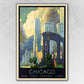 HomeRoots 20" x 30" Vintage 1929 Chicago Michigan Ave Travel Poster Wall Art