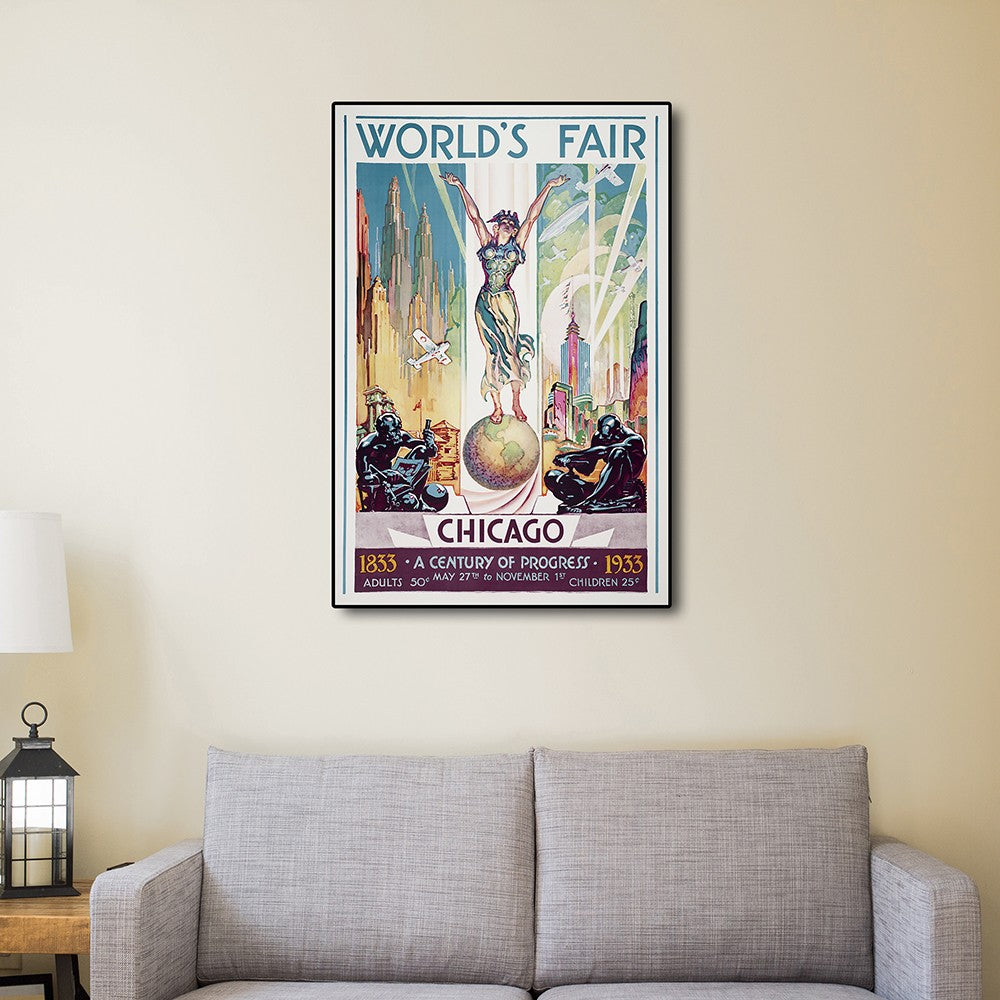 HomeRoots 20" x 30" Vintage 1933 Chicago Worlds Fair Wall Art