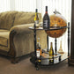 HomeRoots 20" x 32" x 36" Globe Drink Trolley in Red Finish