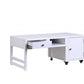 HomeRoots 20" x 40" x 18" Convertible Wood Veneer Coffee Table in White Finish