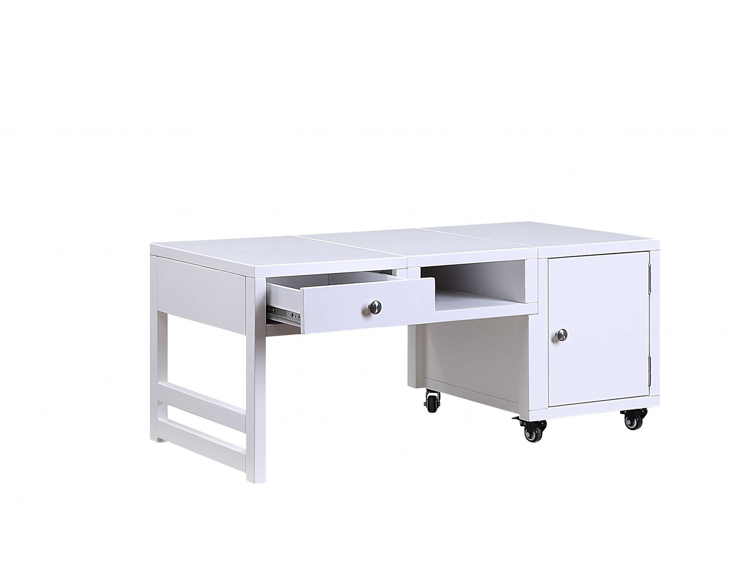 HomeRoots 20" x 40" x 18" Convertible Wood Veneer Coffee Table in White Finish