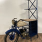 HomeRoots 20.5" x 58" x 71" Half-Bike Bar in Antiqued Blue Finish