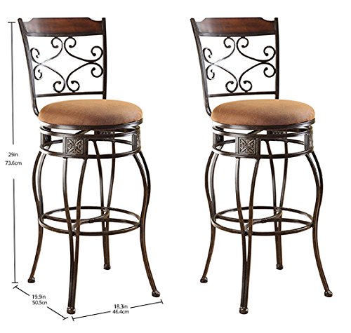 HomeRoots 20.75' x 17' x 46' 2-Piece Metal Swivel Bar Chair