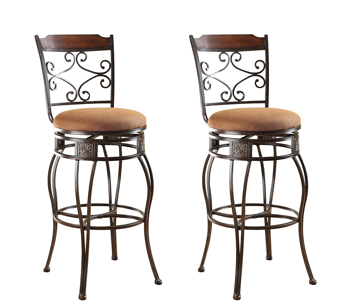 HomeRoots 20.75' x 17' x 46' 2-Piece Metal Swivel Bar Chair