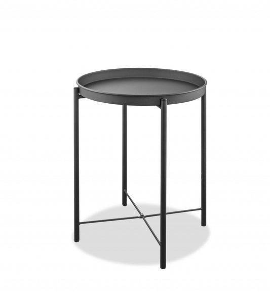 HomeRoots 21" Aluminum Round End Table in Gray Finish