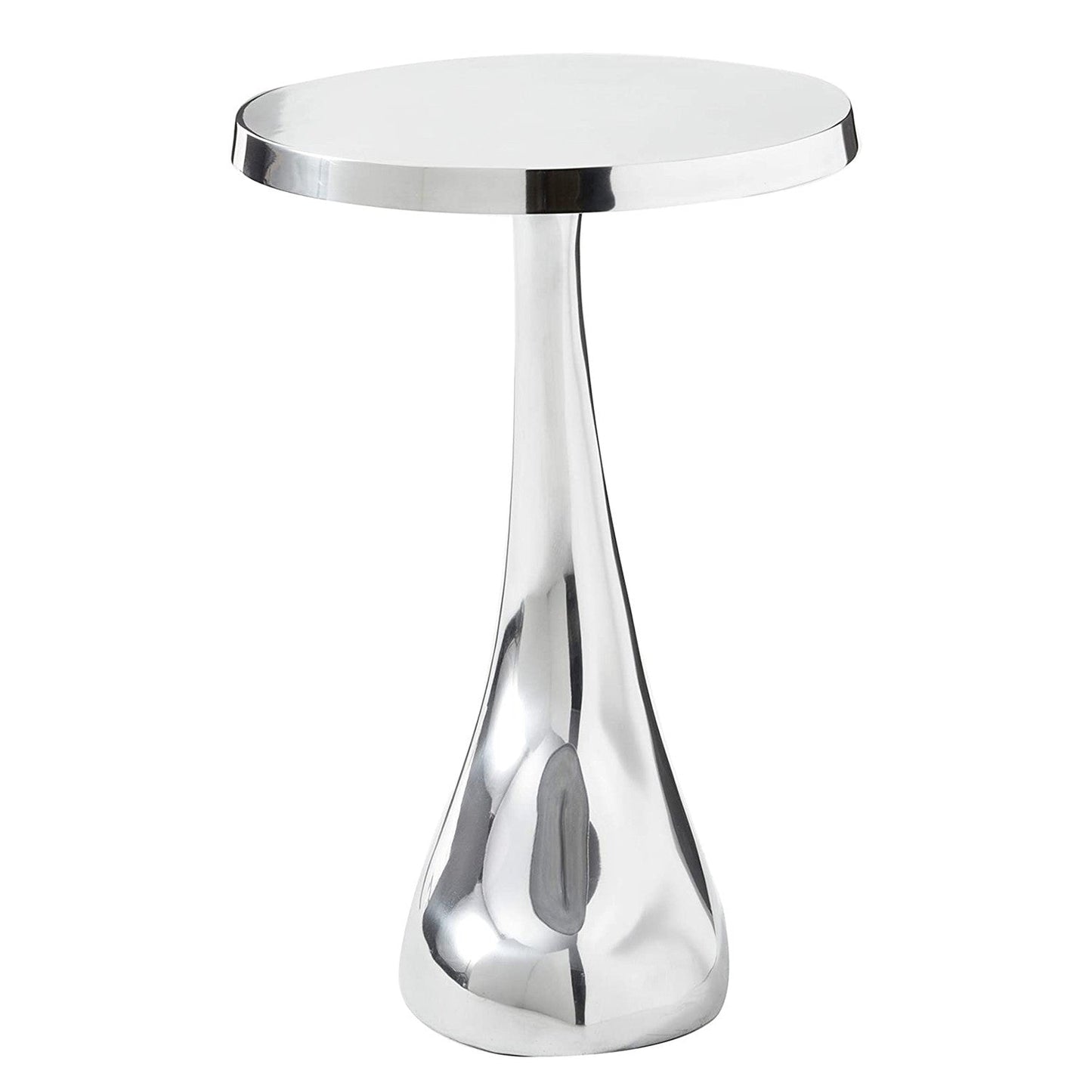 HomeRoots 21" Aluminum Round End Table in Silver Finish