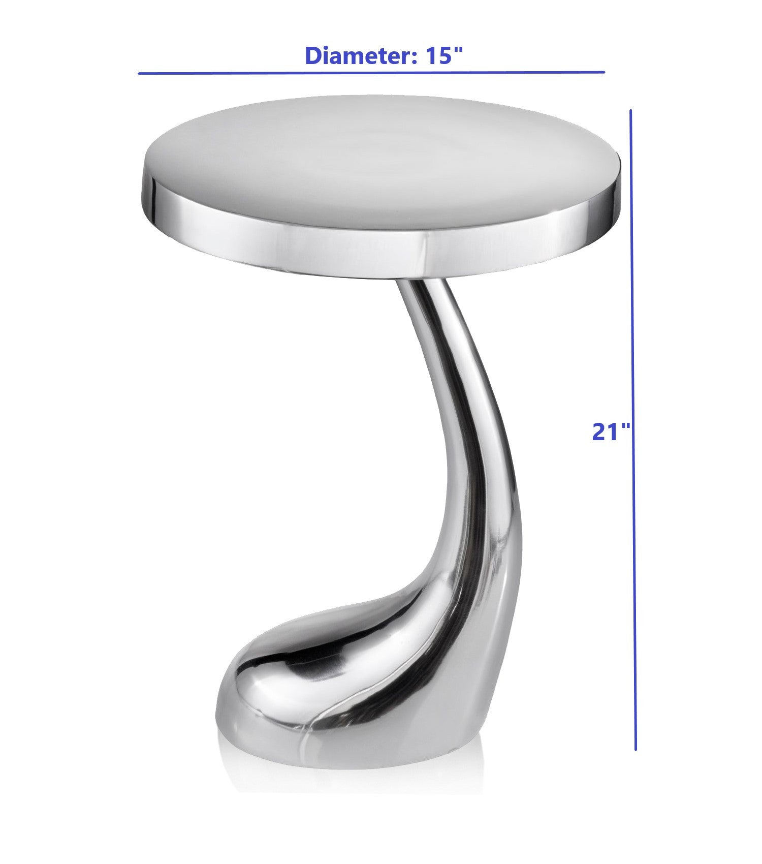 HomeRoots 21" Aluminum Round End Table in Silver Finish