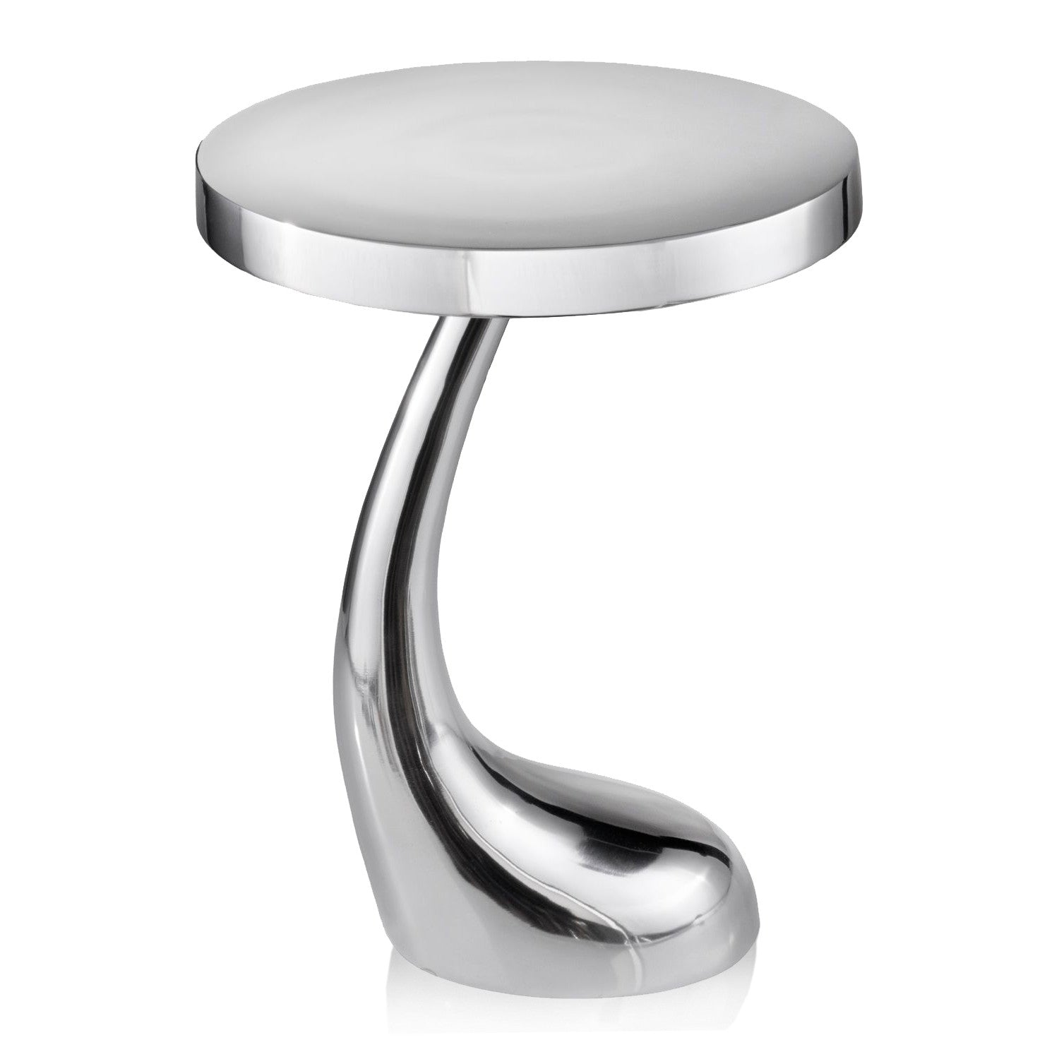 HomeRoots 21" Aluminum Round End Table in Silver Finish