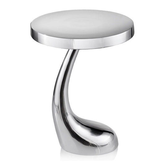 HomeRoots 21" Aluminum Round End Table in Silver Finish