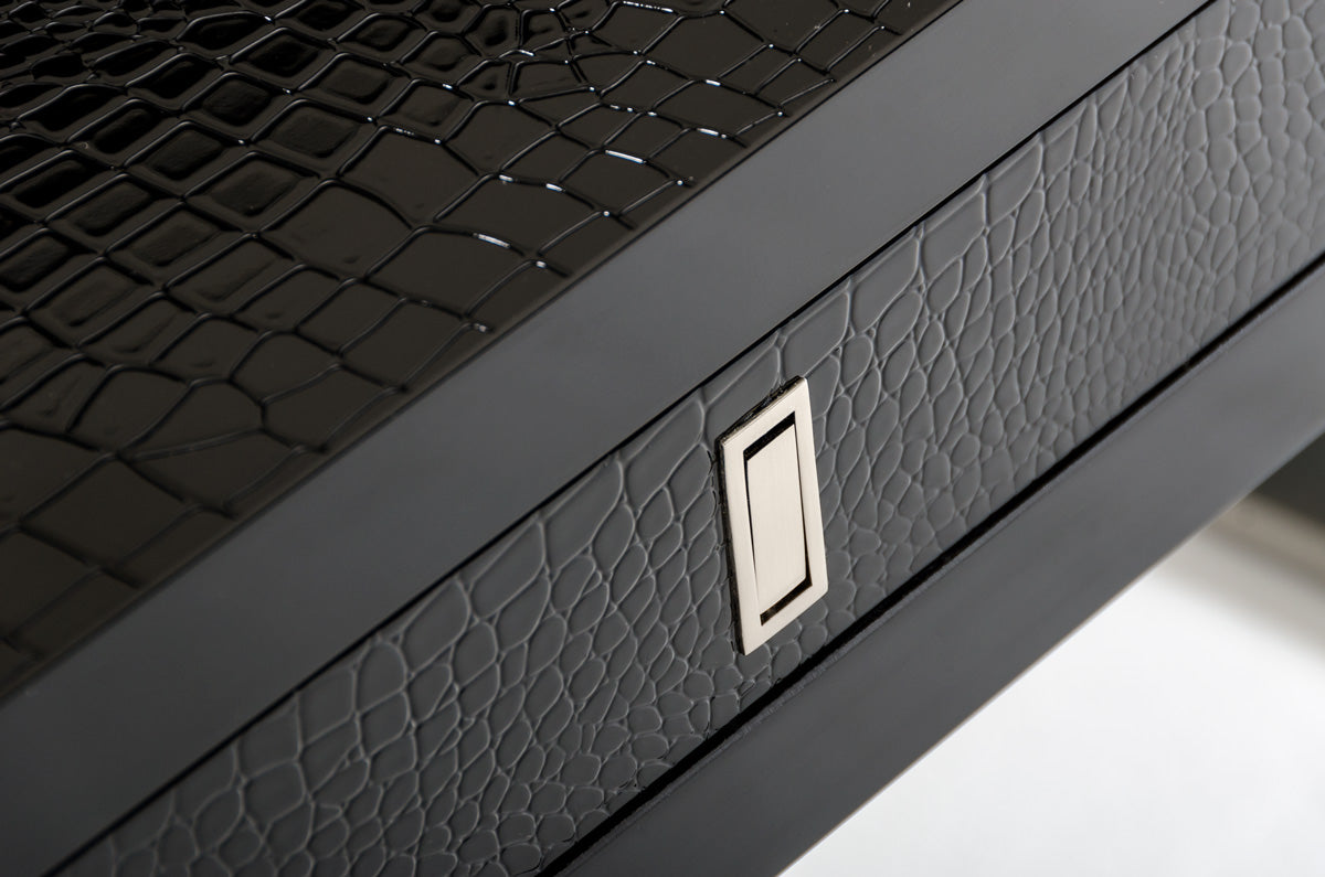 HomeRoots 21' Black Crocodile MDF And Steel Table