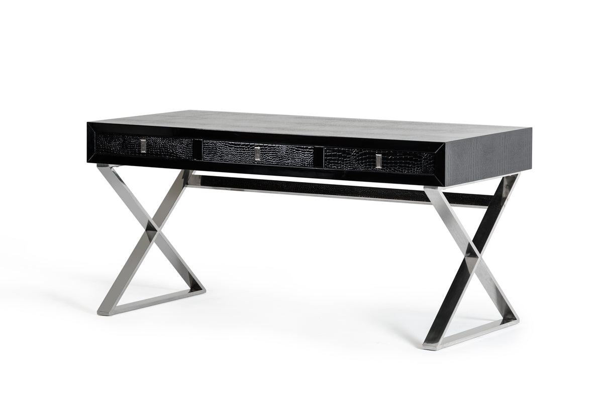HomeRoots 21' Black Crocodile MDF And Steel Table
