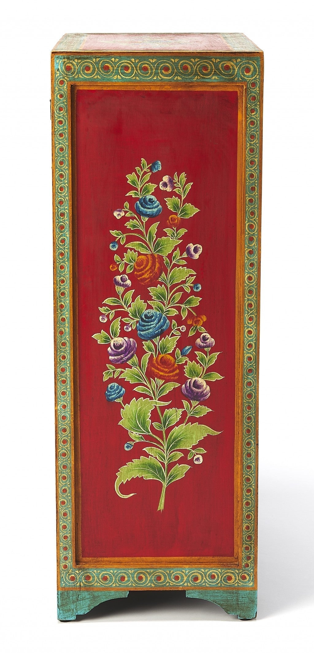 HomeRoots 21" Blue And Green Solid Wood Seven Drawer Standard Chest