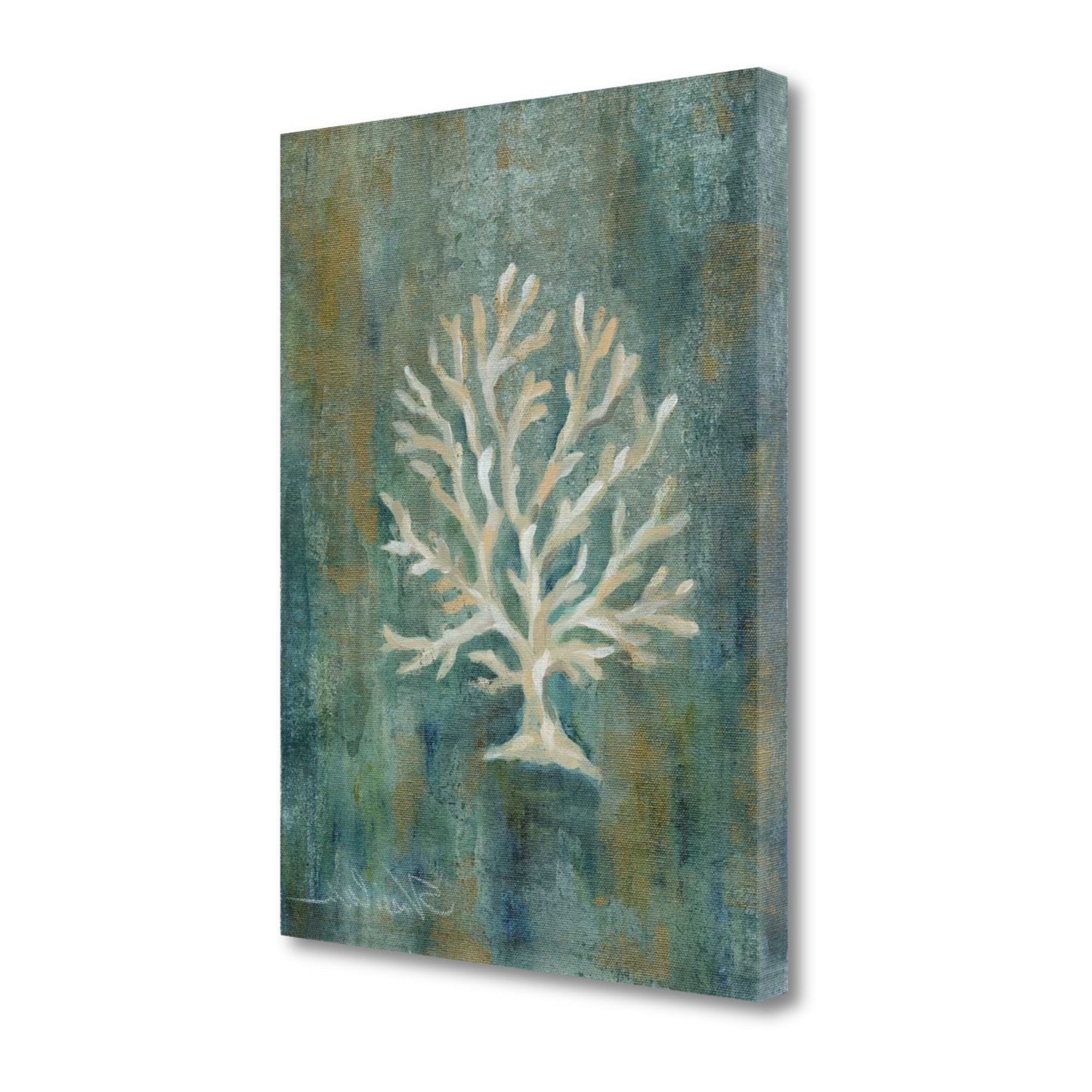 HomeRoots 21" Blue Sea Coral Giclee Wrap Canvas Wall Art