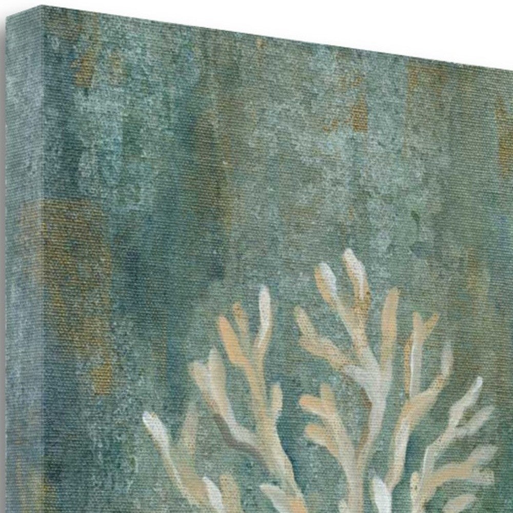 HomeRoots 21" Blue Sea Coral Giclee Wrap Canvas Wall Art
