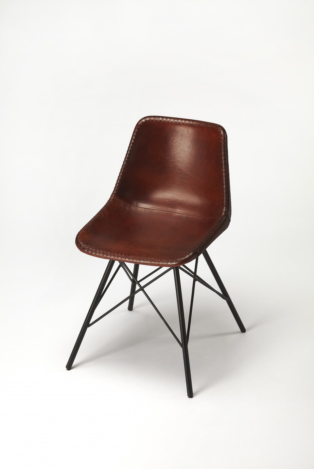 HomeRoots 21" Brown And Black Faux Leather Side Chair