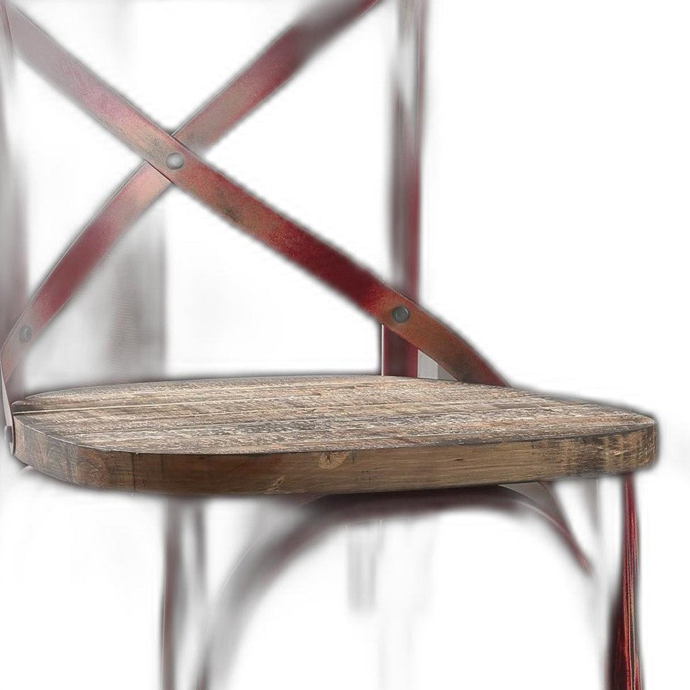 HomeRoots 21" Brown And Red Iron Bar Chair
