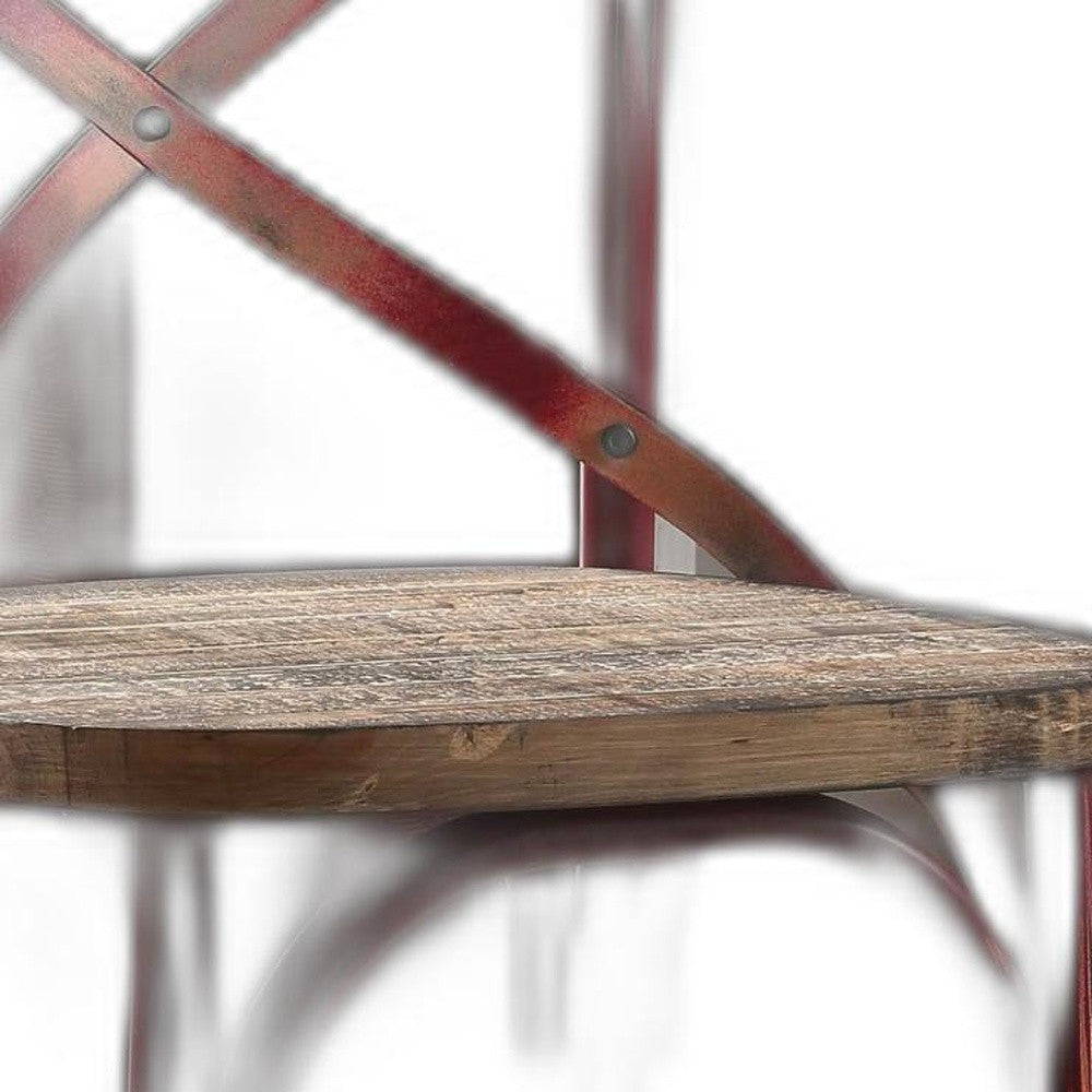 HomeRoots 21" Brown And Red Iron Bar Chair