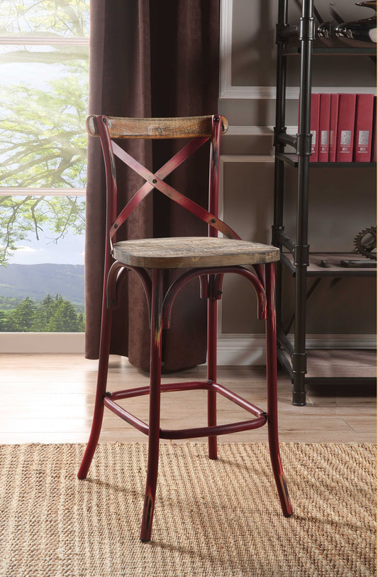 HomeRoots 21" Brown And Red Iron Bar Chair