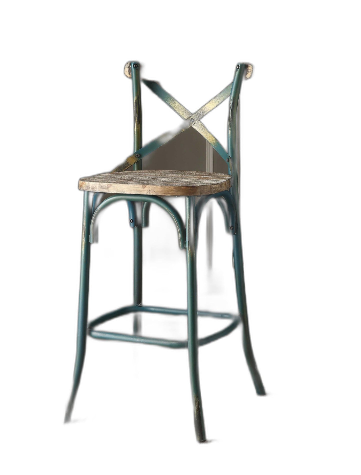 HomeRoots 21" Brown And Turquoise Iron Bar Chair