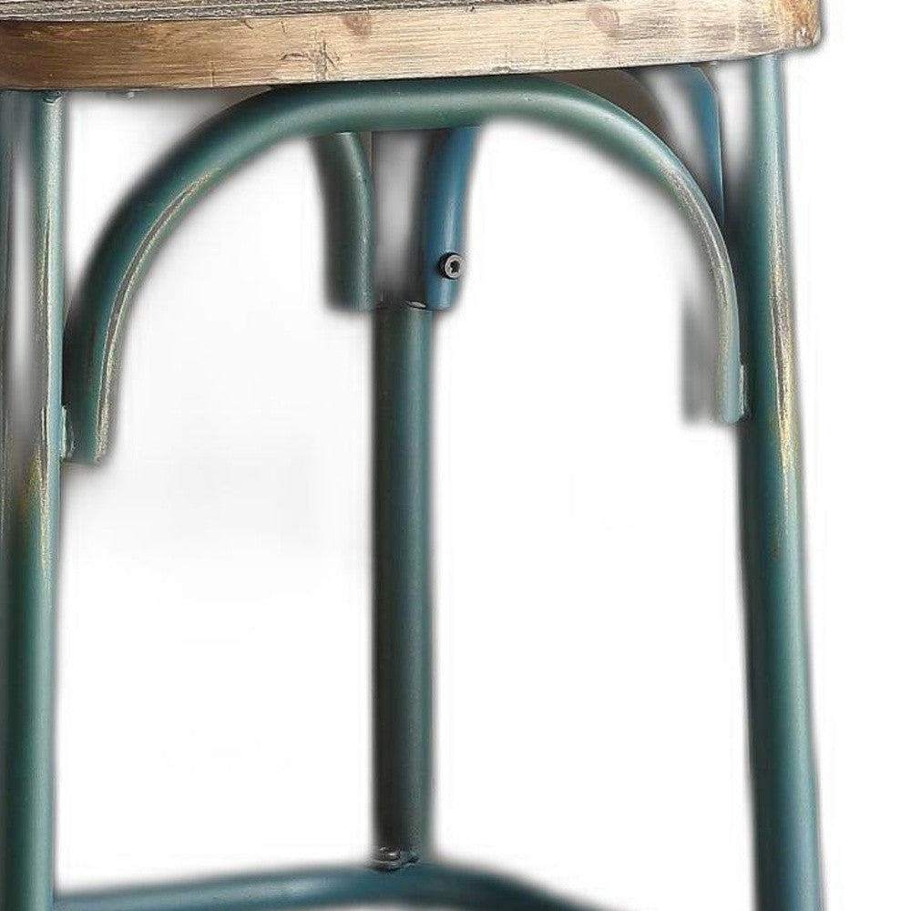 HomeRoots 21" Brown And Turquoise Iron Bar Chair