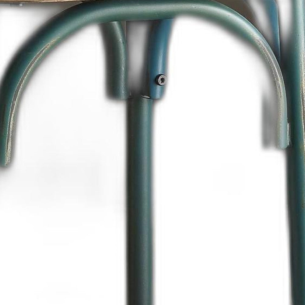 HomeRoots 21" Brown And Turquoise Iron Bar Chair