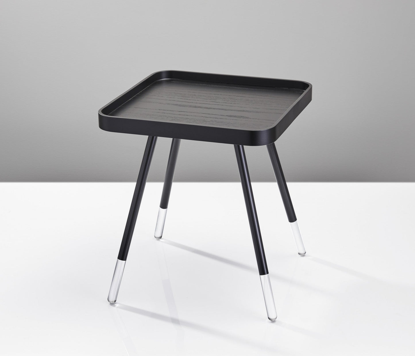 HomeRoots 21" Contemporary Wood Grain Tray Top Side End Table in Matte Black Finish