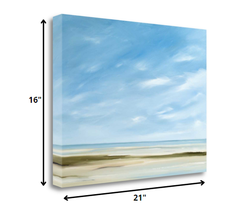 HomeRoots 21" Empty Beach on a Bright Sunny Day Giclee Wrap Canvas Wall Art