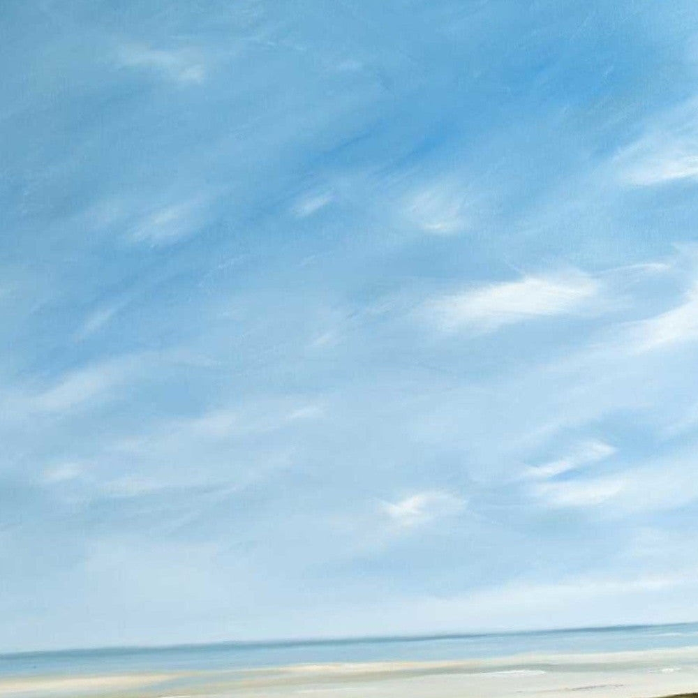 HomeRoots 21" Empty Beach on a Bright Sunny Day Giclee Wrap Canvas Wall Art