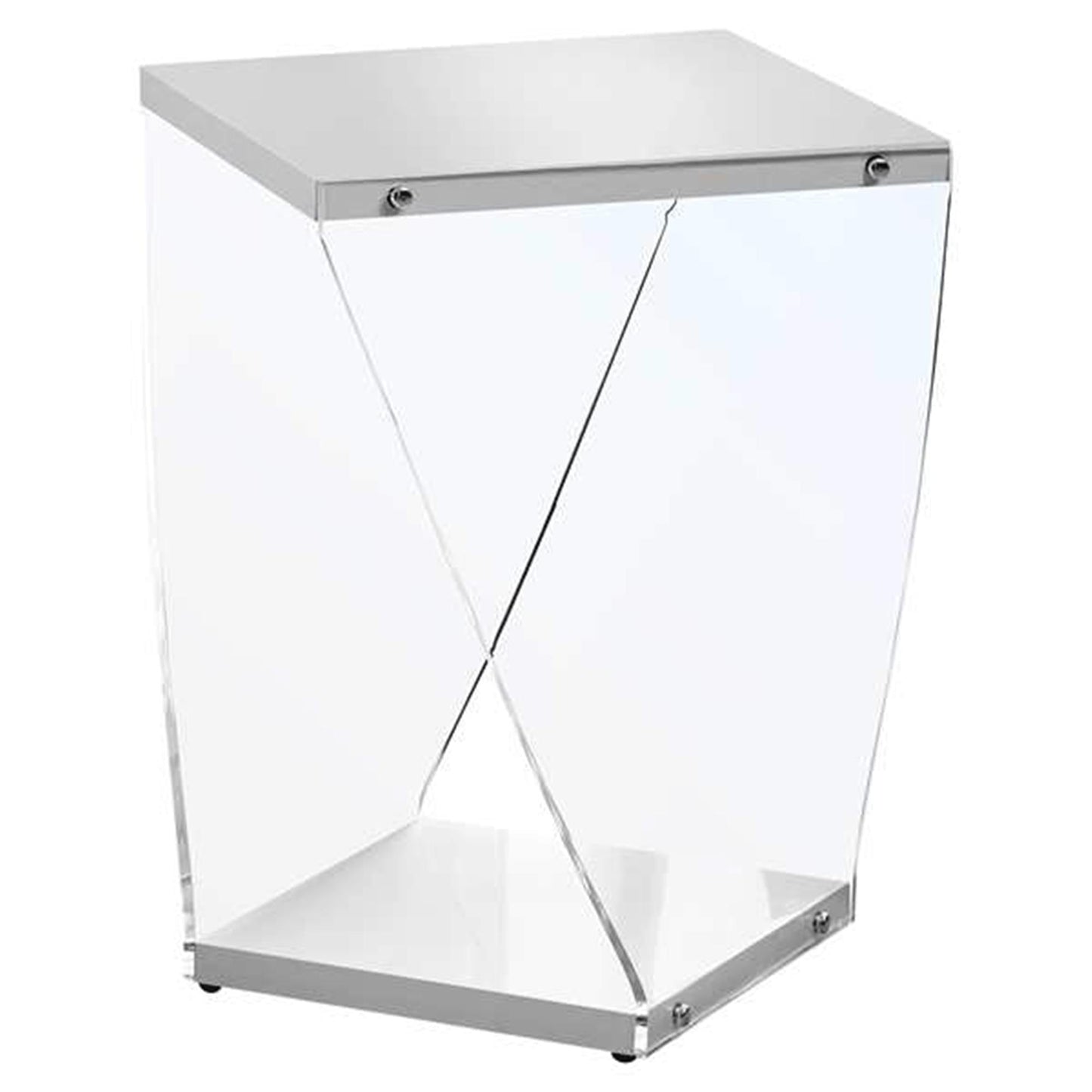 HomeRoots 21" End Table With ShelfWith Clear and White Finish