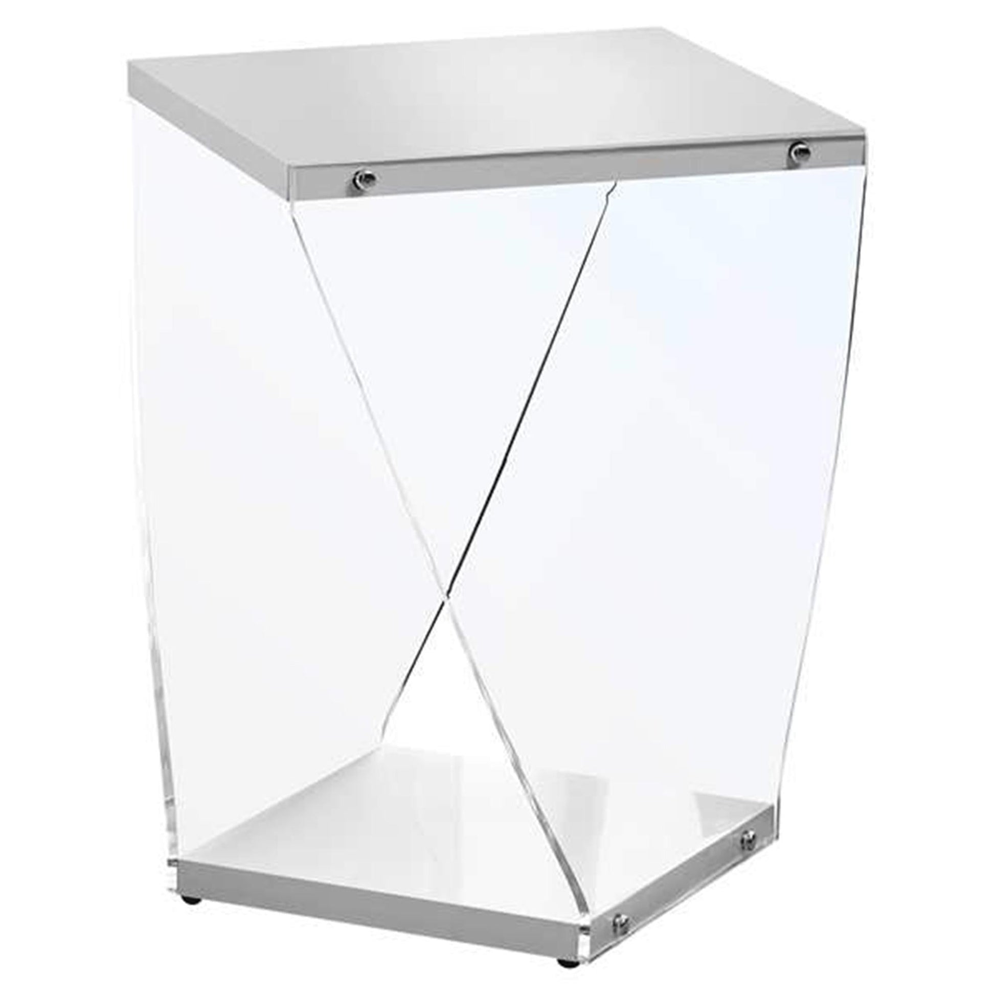 HomeRoots 21" End Table With ShelfWith Clear and White Finish