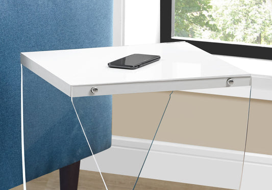 HomeRoots 21" End Table With ShelfWith Clear and White Finish
