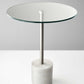 HomeRoots 21" Glass Round End Table in Silver and Clear Finish