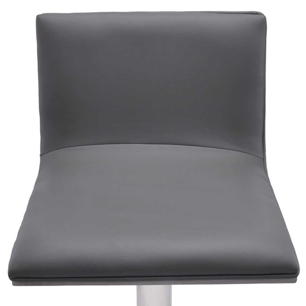 HomeRoots 21" Iron Swivel Backless Adjustable Height Bar Chair With Gray and Silver Finish