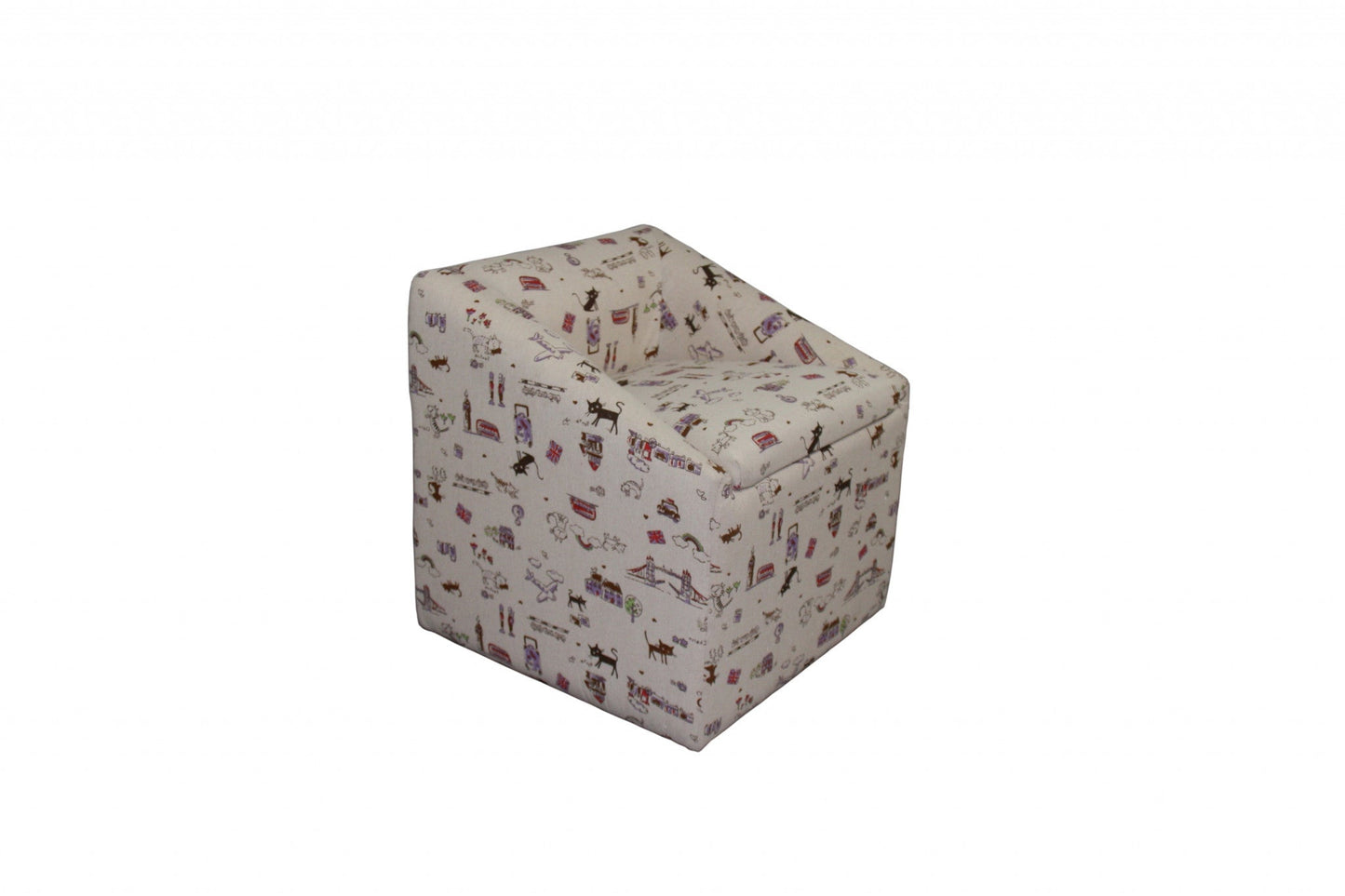 HomeRoots 21" Modern Beige Whimsical Cats in London Cubed Accent Storage Chair