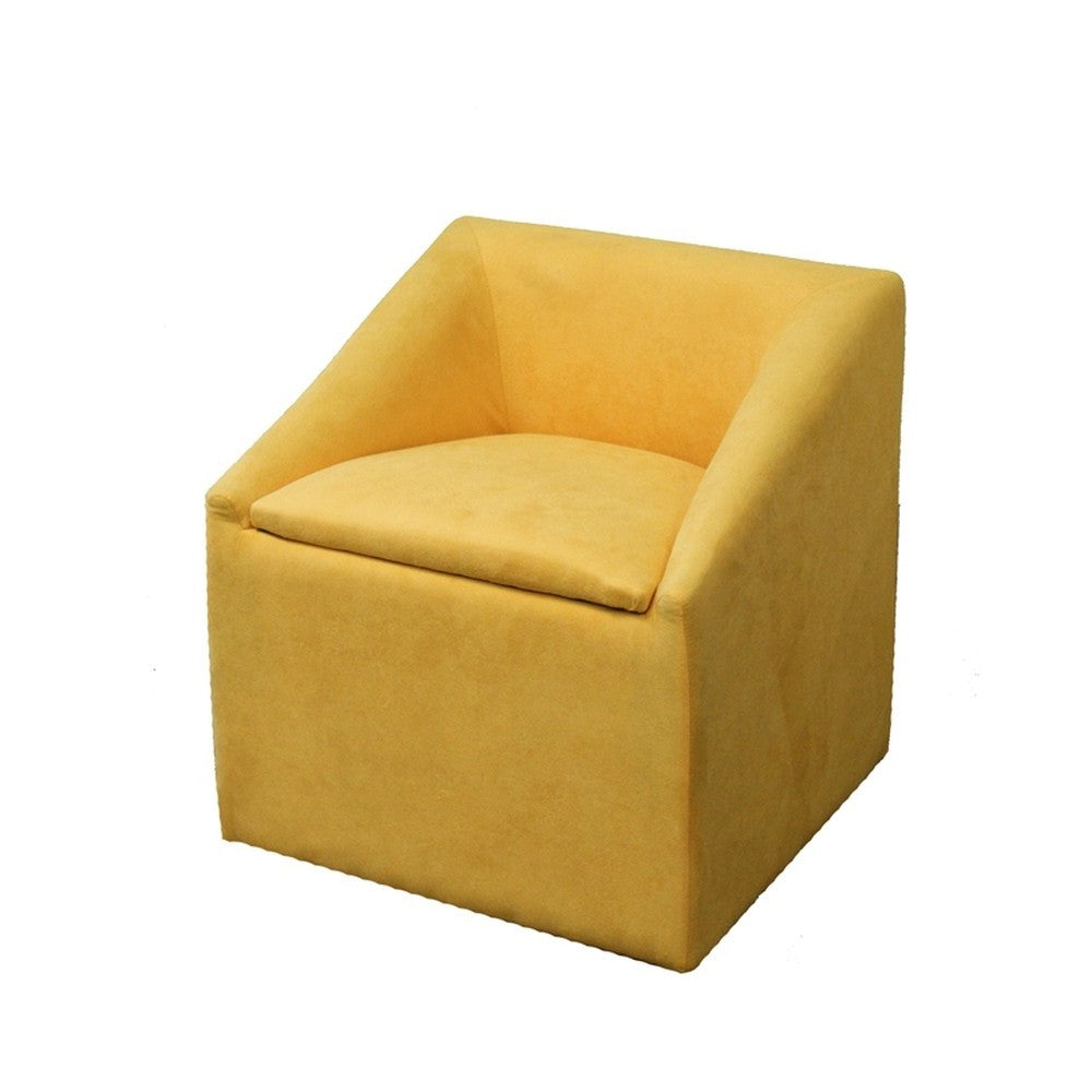 HomeRoots 21" Modern Cubed Accent Storage Chair in Yellow Gold Finish
