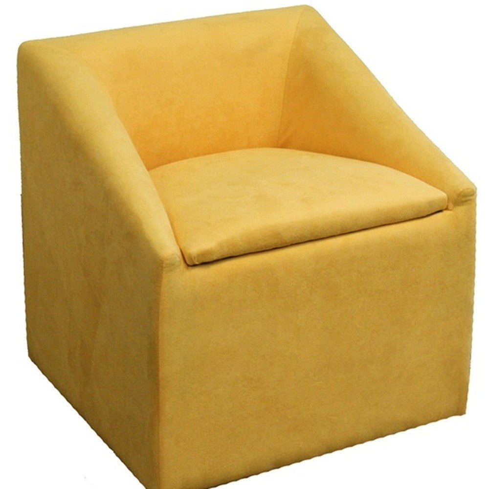 HomeRoots 21" Modern Cubed Accent Storage Chair in Yellow Gold Finish