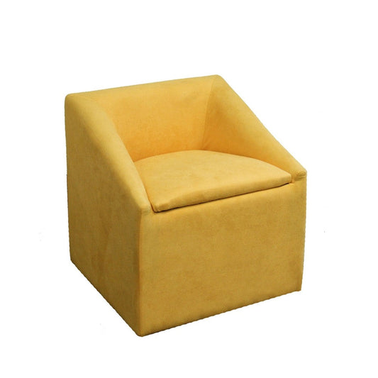 HomeRoots 21" Modern Cubed Accent Storage Chair in Yellow Gold Finish