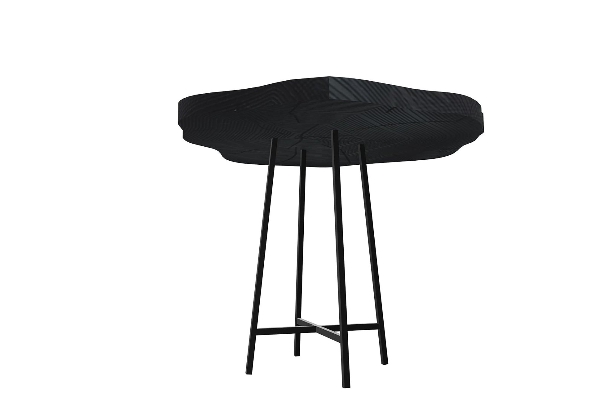 HomeRoots 21" Modern Organic Shaped Wood And Metal End Table in Black Finish