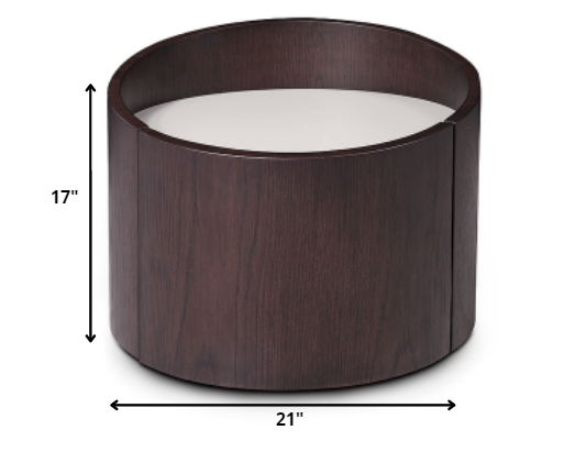 HomeRoots 21" Round Modern End Table in Brown Oak Finish