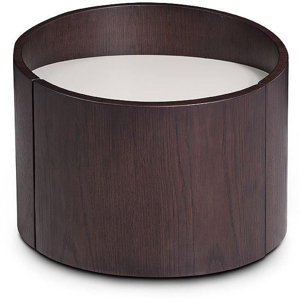 HomeRoots 21" Round Modern End Table in Brown Oak Finish