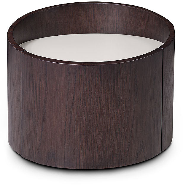 HomeRoots 21" Round Modern End Table in Brown Oak Finish