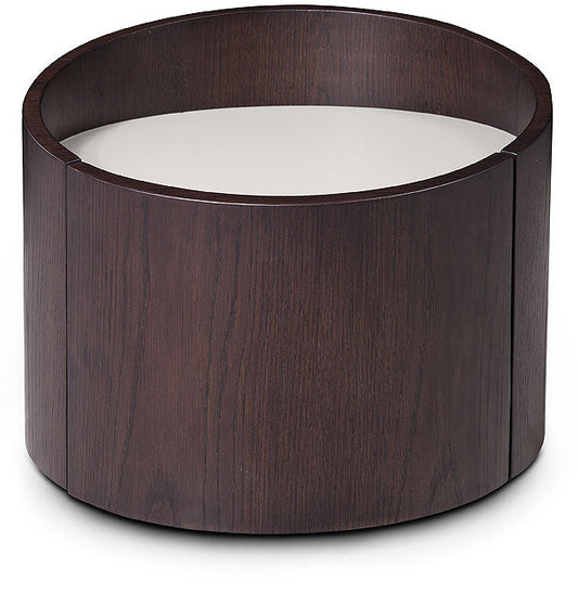HomeRoots 21" Round Modern End Table in Brown Oak Finish