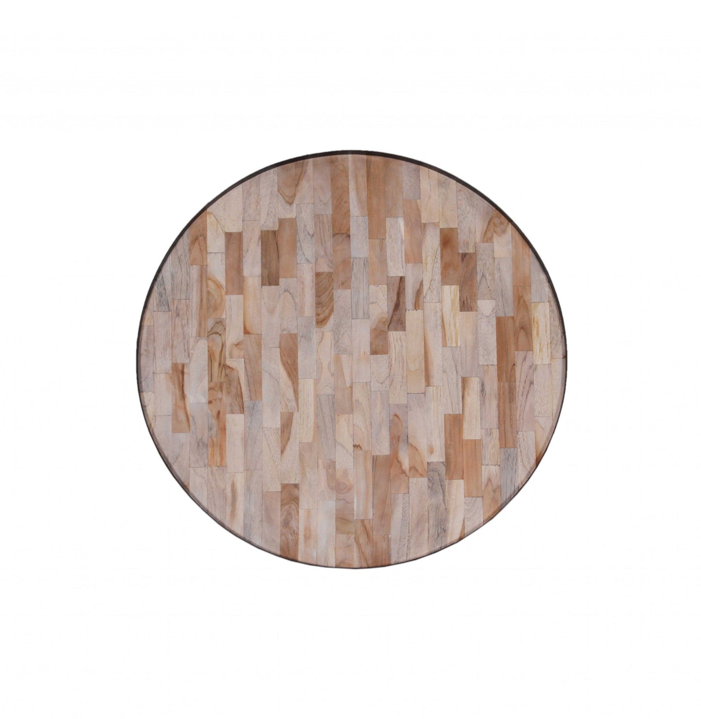 HomeRoots 21" Round Modern Industrial Multi Grain Coffee Table