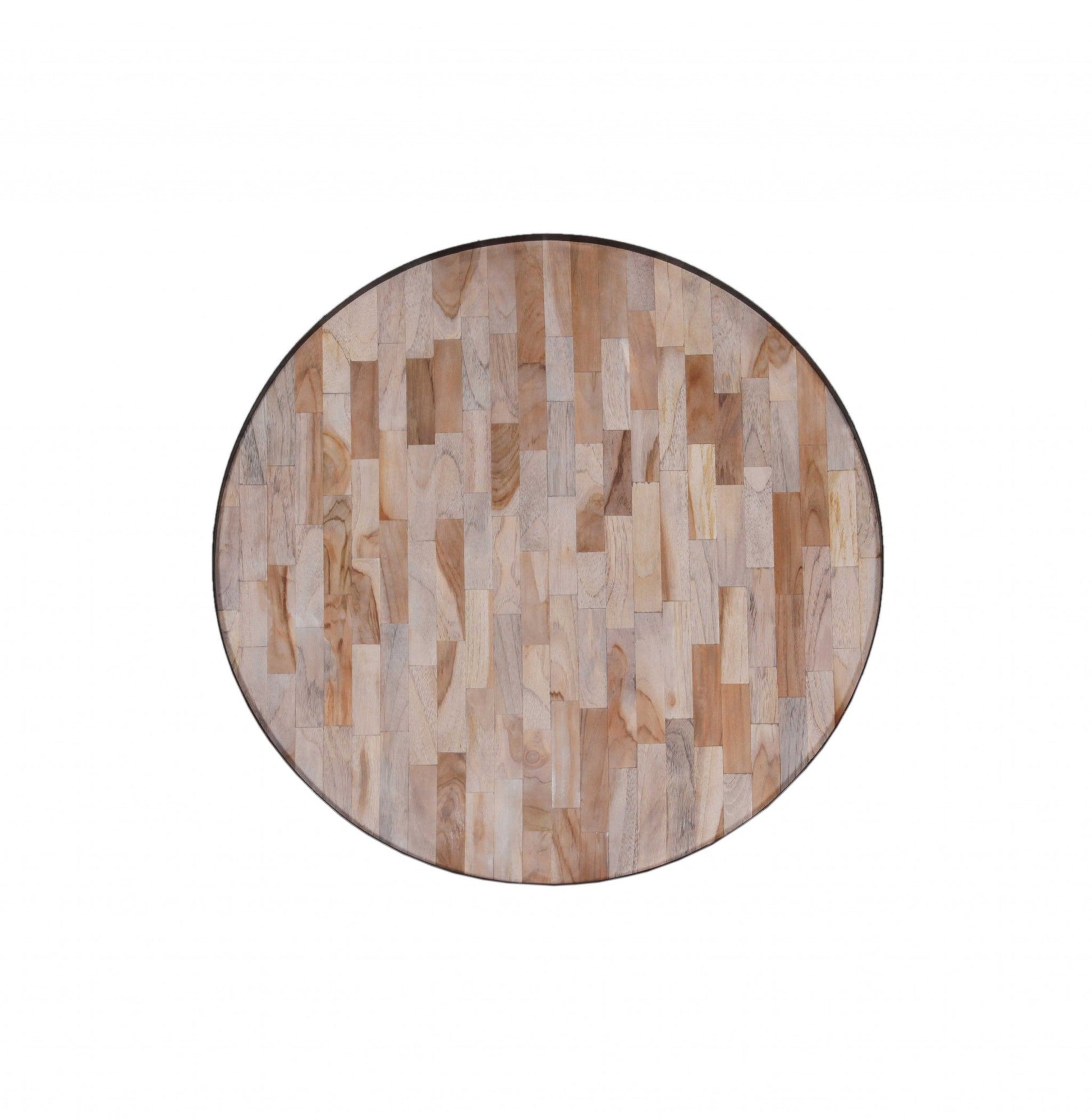 HomeRoots 21" Round Modern Industrial Multi Grain Coffee Table