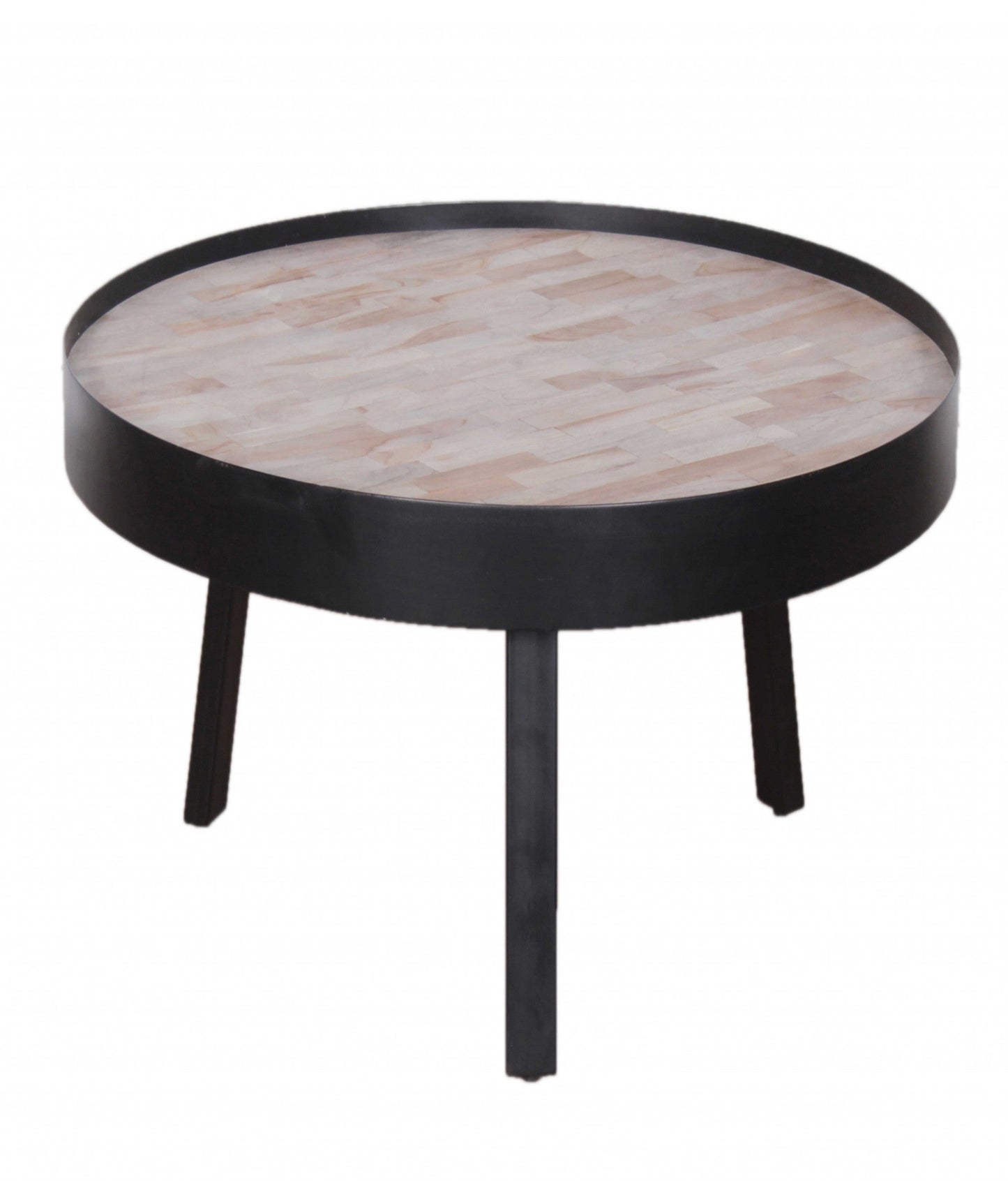 HomeRoots 21" Round Modern Industrial Multi Grain Coffee Table