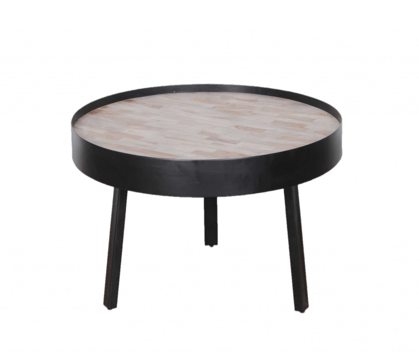 HomeRoots 21" Round Modern Industrial Multi Grain Coffee Table