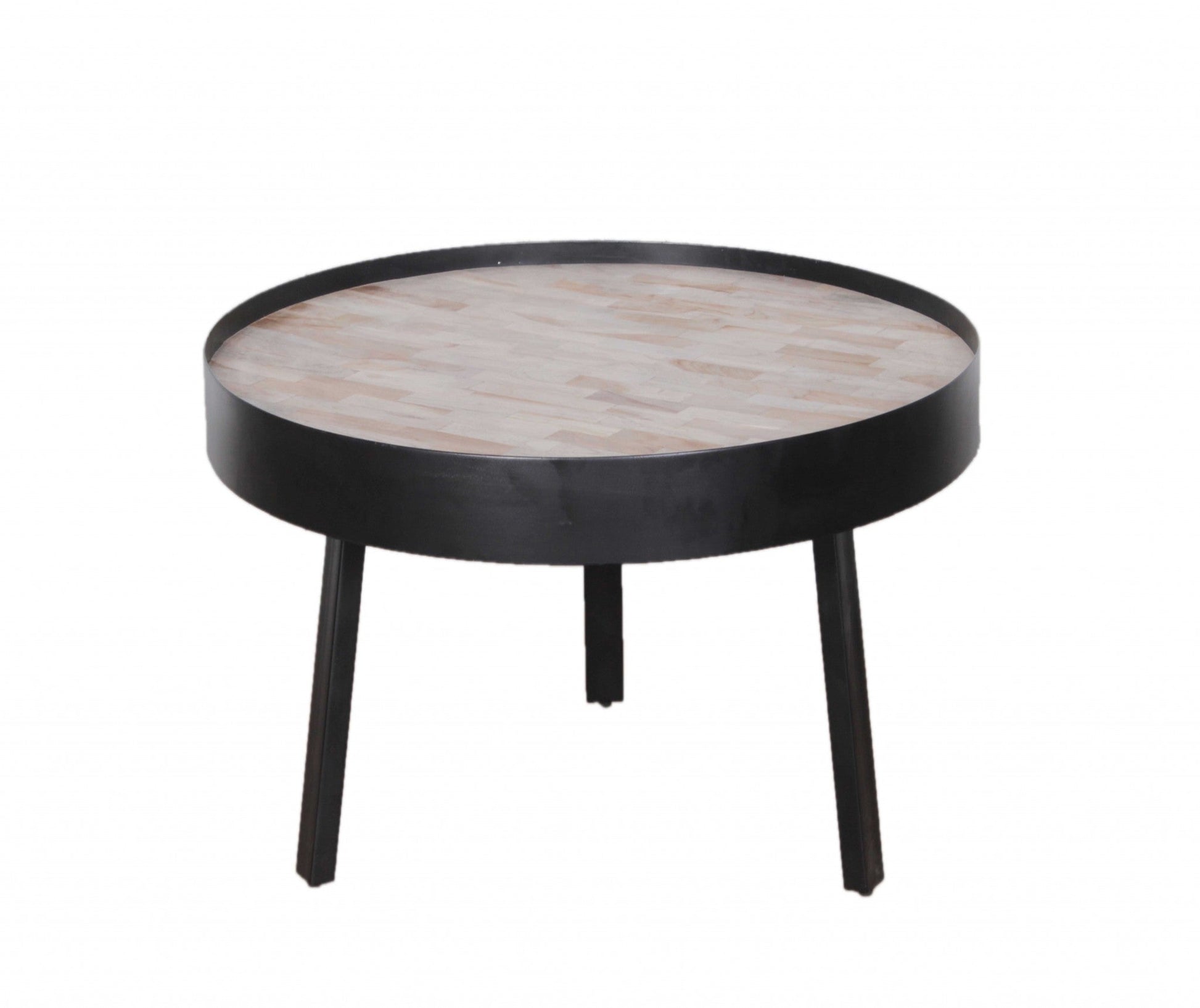 HomeRoots 21" Round Modern Industrial Multi Grain Coffee Table